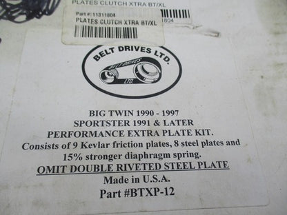Harley Belt Drives LTD Extra Clutch Plates BTXP-12 w/ Stock Spring Pla