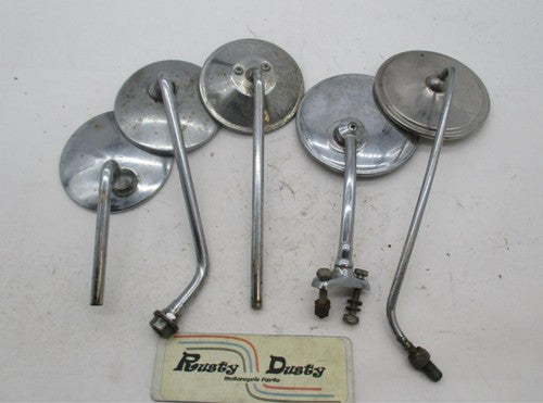 Mixed Lot of Vintage Motorcycle Chrome Mirrors Round Long Stems