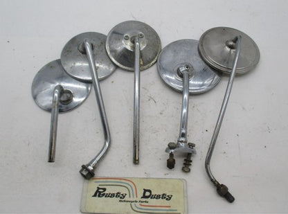 Mixed Lot of Vintage Motorcycle Chrome Mirrors Round Long Stems