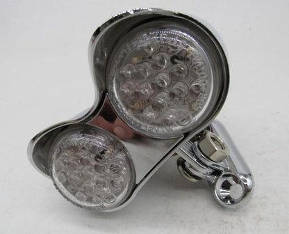V-Twin Universal Motorcycle Harley Chrome Hi-Glide Amber Dual LED Ligh