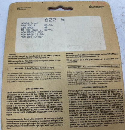 SBS Front Wheel Disc Brake Pads 622HF SBS-S-40 GF