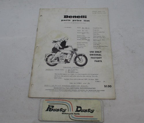 Vintage Original Benelli 1972 Parts Price List Book Buzzer Hornet Dyna