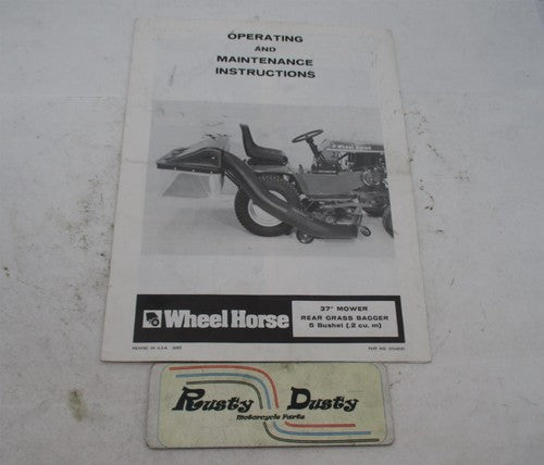 Wheel Horse 37" Mower Rear Grass Bagger Operating and Maintenance Inst