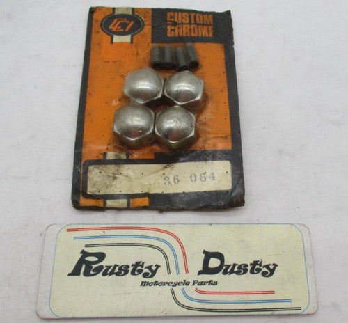 Harley Davidson Custom Chrome Set of 4 End Cap Nuts 36-064
