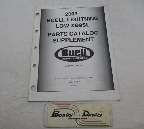 Harley Buell 2003 Lightning Low XB9SL Parts Catalog Supplement 99671-0
