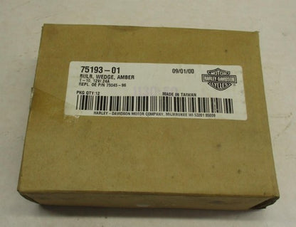 Harley Davidson NOS Box of (12) Wedge Style Amber Light Bulbs 12V .24V