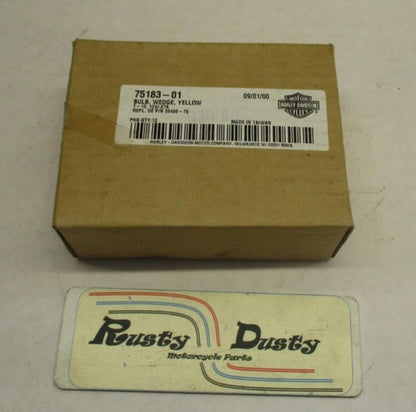 Harley NOS Box of (12) Yellow Indicator Bulb Wedge Light Bulbs 12V .27