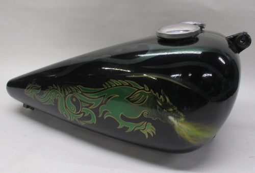 Custom Painted Fiber Glass Dual Gas Tank Dragon Flames Ying/Yang Chopp