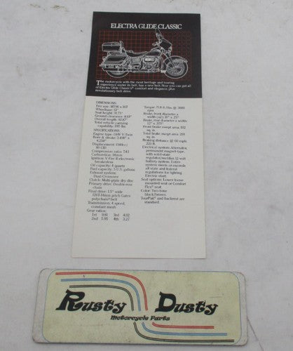 Harley Genuine Electra Glide Classic Dealer Sticker Tearaway Price She