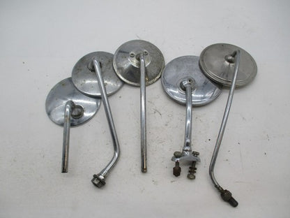 Mixed Lot of Vintage Motorcycle Chrome Mirrors Round Long Stems
