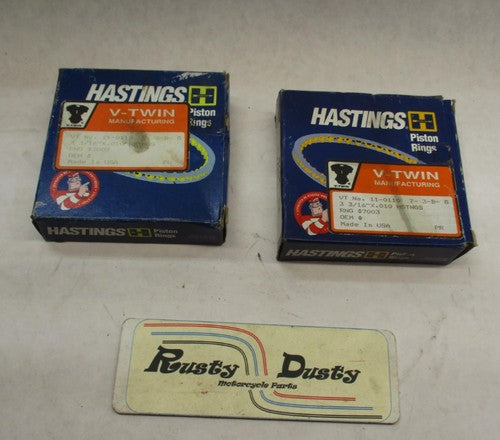 Set of (2) Hastings Piston Ring Sets 3 3/16" x .010" Harley Davidson