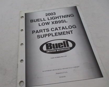 Harley Buell 2003 Lightning Low XB9SL Parts Catalog Supplement 99671-0