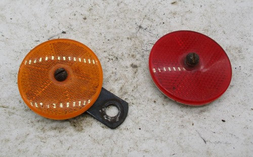 Pair of Vintage Motorcycle Bicycle Satelite Reflectors SAE-A Amber & R