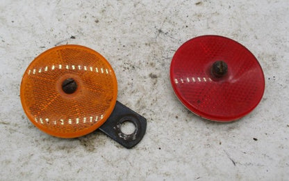 Pair of Vintage Motorcycle Bicycle Satelite Reflectors SAE-A Amber & R