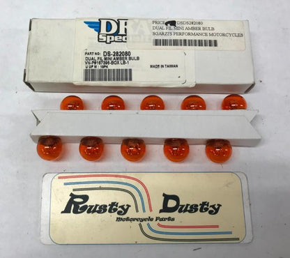 Pack of 10 Dual Filament Mini Amber Bulbs 16396 DS-282080 Harley