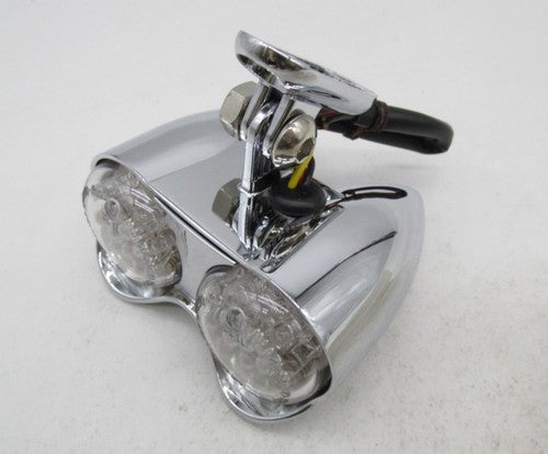 V-Twin Universal Motorcycle Harley Chrome Hi-Glide Amber Dual LED Ligh