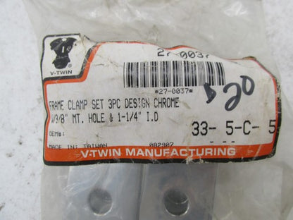Harley Davidson V-Twin 3 Piece Chrome Frame Clamp Set 27-0037