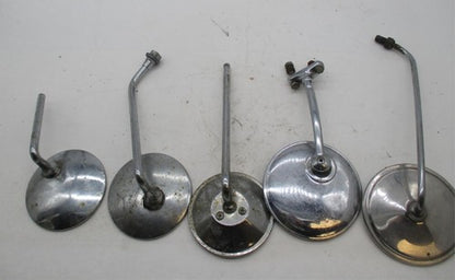 Mixed Lot of Vintage Motorcycle Chrome Mirrors Round Long Stems