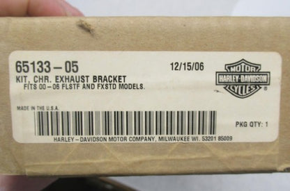 Harley Davidson Genuine NOS Exhaust Muffler Chrome Bracket Kit 65133-0