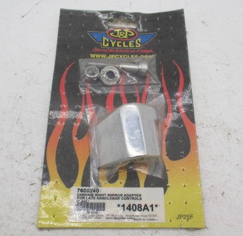 Harley J&P Chrome Right Mirror Adapter Late Handlebar Controls 7600240