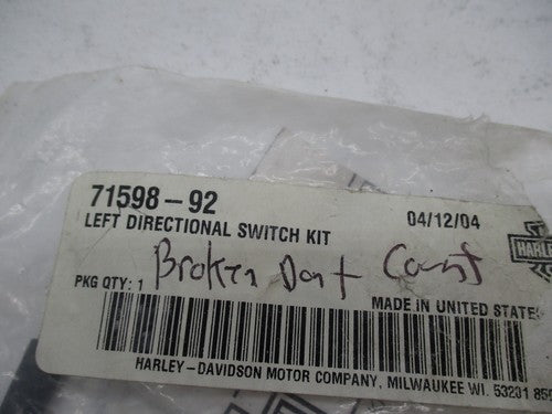 Harley Genuine  Left Turn Signal Directional Switch Kit 71598-92 PARTS