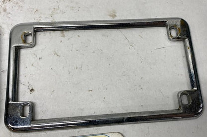Harley Chrome Slotted License Plate Mount Bracket Side w/ Frame