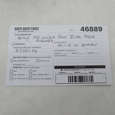 Harley Davidson NOB Black Mid Control Rear Brake Pedal Assembly Sprtst