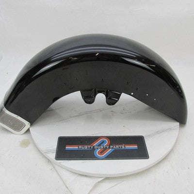 Harley Genuine Vivid Black Front Fender w/ Chrome/ Silver Tip FLHRCI 5