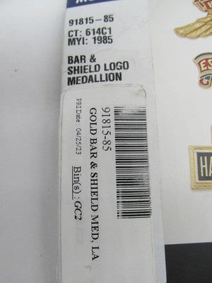 Harley OEM NOS Gold Bar & Shield Logo Self-Adhesive Medallion, Large 9