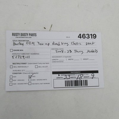 Harley Davidson OEM 08-23 Touring Road King Basket Weave 2-Up Seat 523