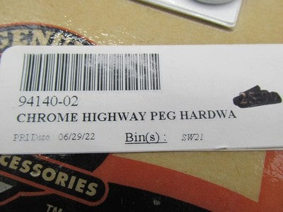 Harley-Davidson OEM NOS Highway Footpeg Hardware, Chrome 94140-02