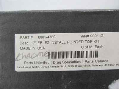 Fat Baggers NOS 909112 EZ Install Pointed Top Handlebar Kit 12" Chrome
