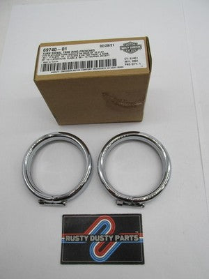 Harley Genuine OEM NOS Chrome Turn Signal Trim Ring Kit, Frenched 697