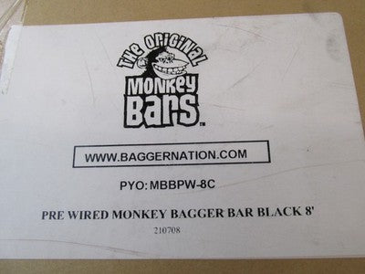 Bagger Nation NOS Pre-Wired 8" Monkey Handlebars, Chrome MBBPW-8C 060