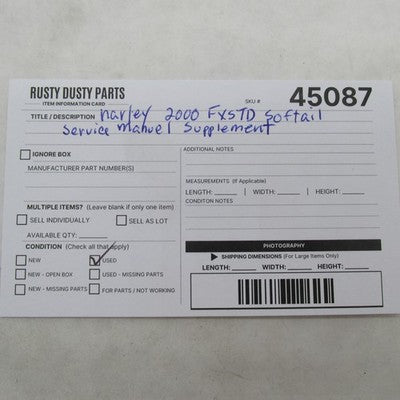 Harley Davidson 2000 FXSTD Softail Service Manual Supplement