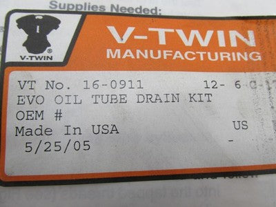 V-Twin NOS Harley Cylinder Oil Tube Drain Tool Kit 16-0911