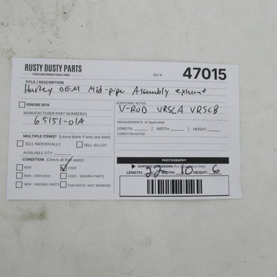 Harley OEM V-Rod VRSC Auxiliary Volume Mid Pipe Muffler Chrome 65151-0