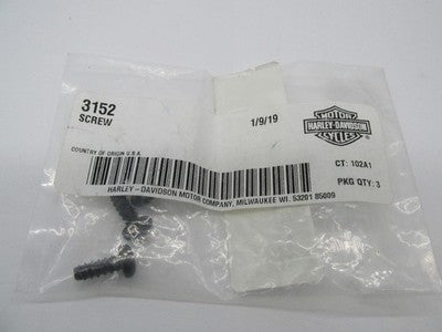Lot of 3 Harley-Davidson OEM NOS Black Pan Head Torx Screws 3152