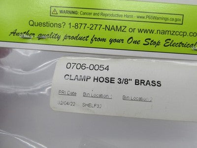 Namz NOS 6 Pack 3/8" Brass Oil Line Hose Clamps 0706-0054