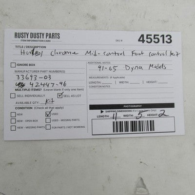 Harley Davidson OEM Chrome Mid Contrl Foot Peg Mount Kit 91-05 33693-0