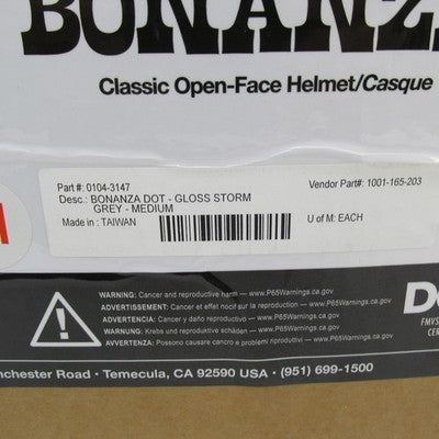 Biltwell NIB Bonanza Medium Helmet, Gloss Storm Gray 1001-165-203 | 01