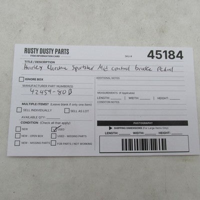 Harley Davidson OEM Sportster Mid Control Brake Pedal 42459-80B