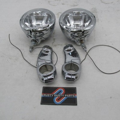 Pair of Harley Davidson OEM 4" Auxiliary Fog Lamps 12V 35W 7132 w/ For
