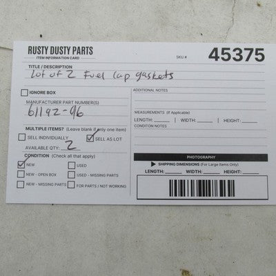 Lot of 2 Harley-Davidson OEM Fuel Gauge Gaskets 61192-96