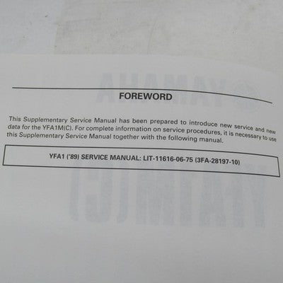 Yamaha YFA1M(C) Supplementary Service Manual LIT-11616-13-04