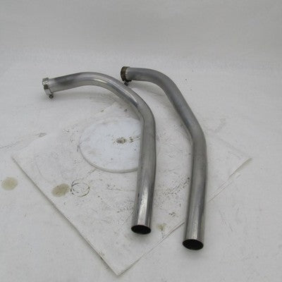 Pair of Vtg Chrome Staggered Dual Exhaust Header Pipes Harley Ironhead