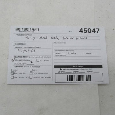 Harley-Davidson OEM Brake Caliper Bleeder Screw 41741-63
