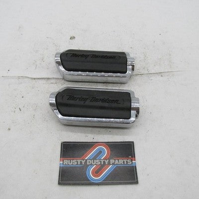 Harley Davidson OEM PairChrome Flame FootPegs Dyna Sportster Shovelhea