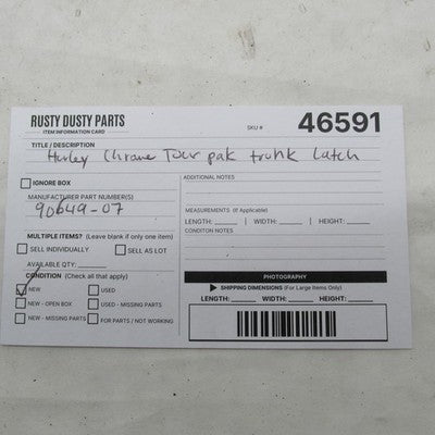 Harley-Davidson OEM 07-13 Touring Tour-Pak Latch Kit Chrome 90681-95