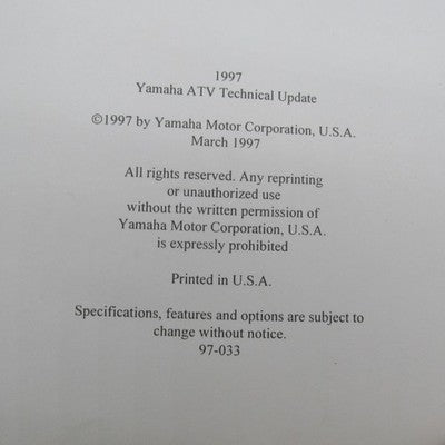Yamaha 1997 ATV Technical Update LIT175000097